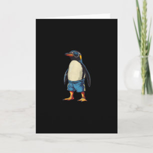 Cartão Férias na Piscina Com Este Pinguim Divertido De Ma