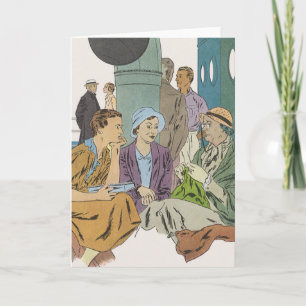 Cartão Férias Vintage, Navio de Cruzeiro de Passageiros n