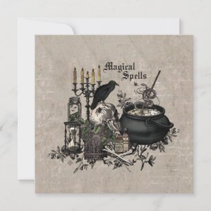 Cartão FERMENTAÇÃO moderna das BRUXAS do Dia das Bruxas