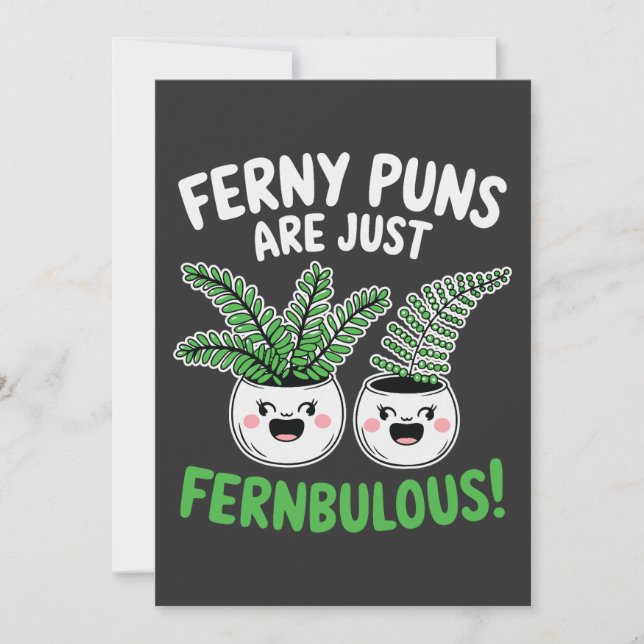 Cartão Ferny Puns – Fernbulous! Funny Plant Design (Frente)