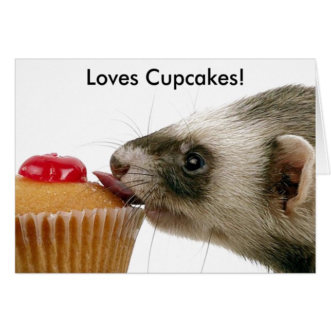 Cartão Ferret Love Cupcakes (Frente Horizontal)