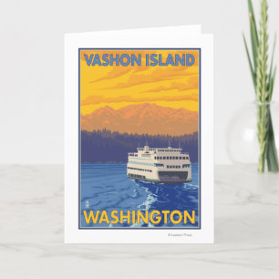 Cartão Ferry and Mountains - Vashon Island,