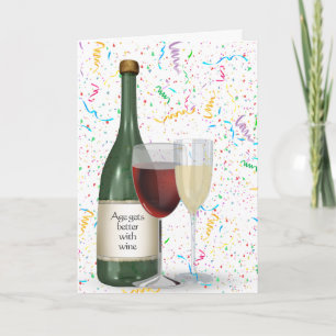 Cartão Festa Confetti Vinho Botão para Aniversário