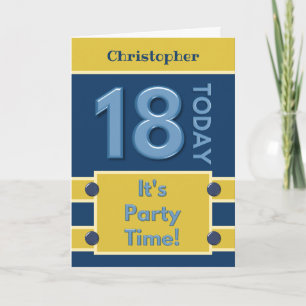 Cartão festa de aniversário 18º marinho e ouro