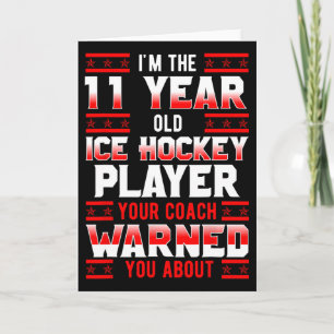 Cartão Festa de Aniversário de 11 anos de Hockey no Gelo