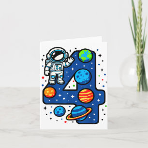 Cartão Festa de Aniversário de 4 anos do Astronauta Menin