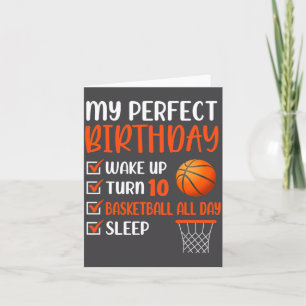 Cartão Festa de Aniversário de Basquete de 10 Anos Menino