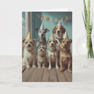 Cartão Festa de Aniversário de Cachorros com Chapéus Fest