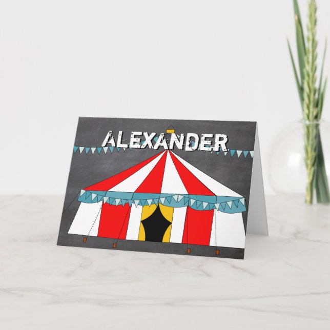Cartão Festa de aniversário de circo (Frente)