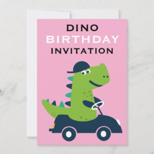 Cartão Festa de Aniversário de Dinossauro para Crianças F