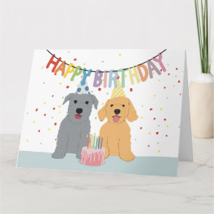 Cartão Festa de aniversário de dois cães