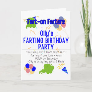 Cartão Festa de aniversário de Farting de Olly