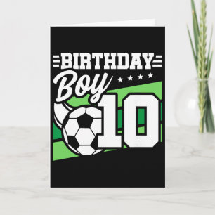 Cartão Festa de Aniversário de Futebol - Menino de 10 Ano