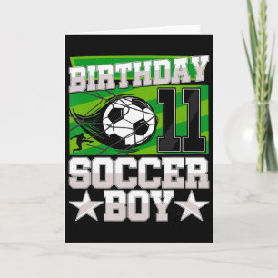 Cartão Festa de Aniversário de Futebol - Menino de 11 ano