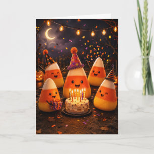 Cartão Festa de Aniversário de Halloween de Todos Nós com
