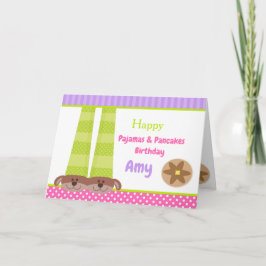 Cartão Festa de aniversário de pijamas e panquecas