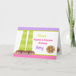 Cartão Festa de aniversário de pijamas e panquecas