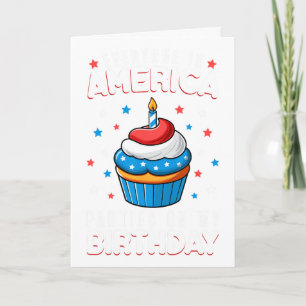 Cartão Festa de Aniversário do Dia 4 de Julho Menino Meni