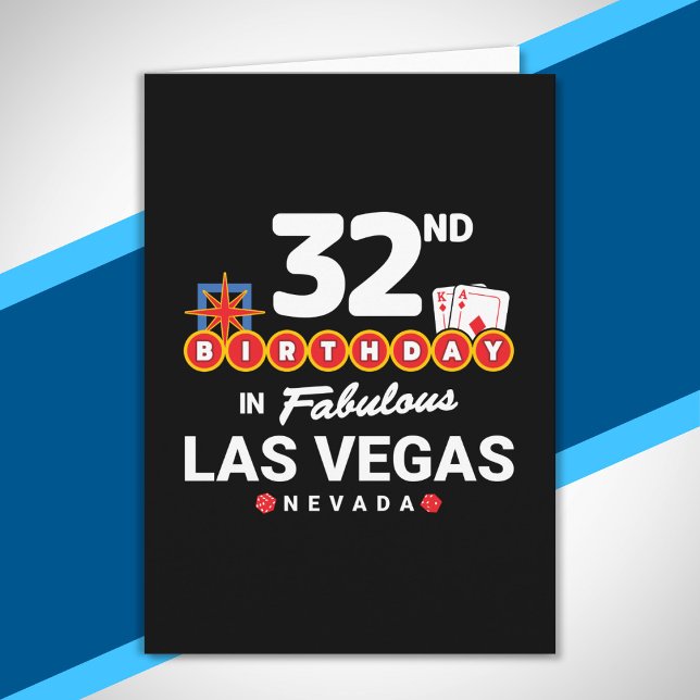 Cartão Festa de Aniversário em Las Vegas - 32º Aniversári (Criador carregado)