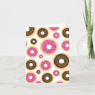 Cartão Festa de Aniversário Moderna com Donuts de Rosa e