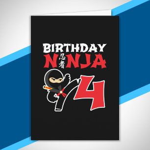 Cartão Festa de Aniversário Ninja para Crianças - Tema de