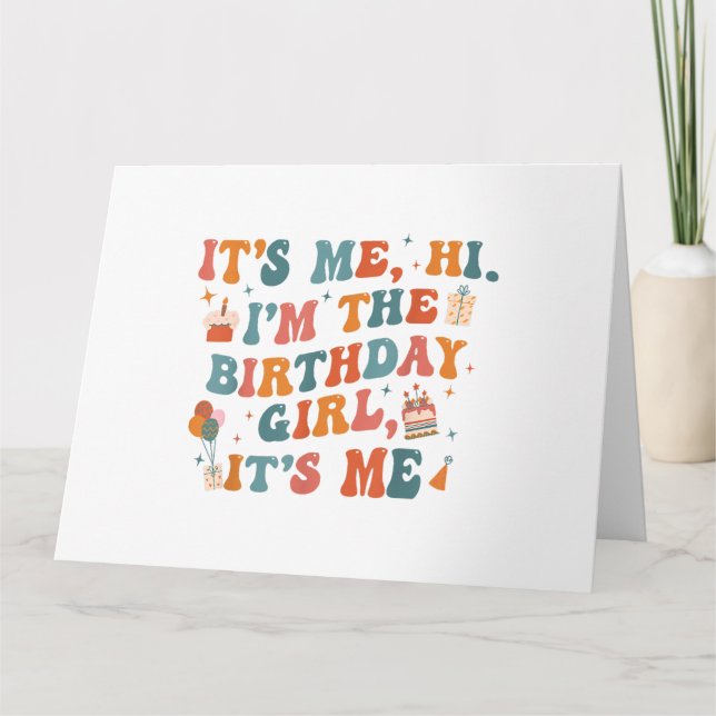 Cartão Festa de aniversário Única É Eu Olá, Sou A Gi De A (Frente)