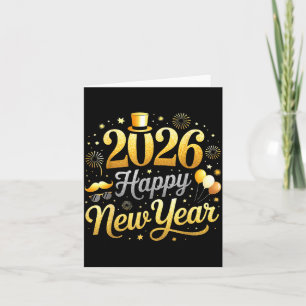 Cartão Festa de Ano Novo 2026 Baloão Engraçado Família To