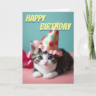 Cartão Festa de Bebê Gatinho Que Aniversário