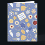 Cartão Festa de biscoitos de Chanuká<br><div class="desc">Eu amo os feriados,  e eu amo um bom padrão de feriado para nos colocar no espírito natalino! Esse design inspirado em festa de biscoitos caprichosa certamente trará alegria para o seu feriado</div>