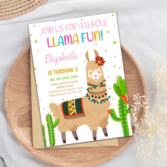 Cartão Festa de Bonito para Crianças ou Bebês (Brown Llama Birthday Invitations)