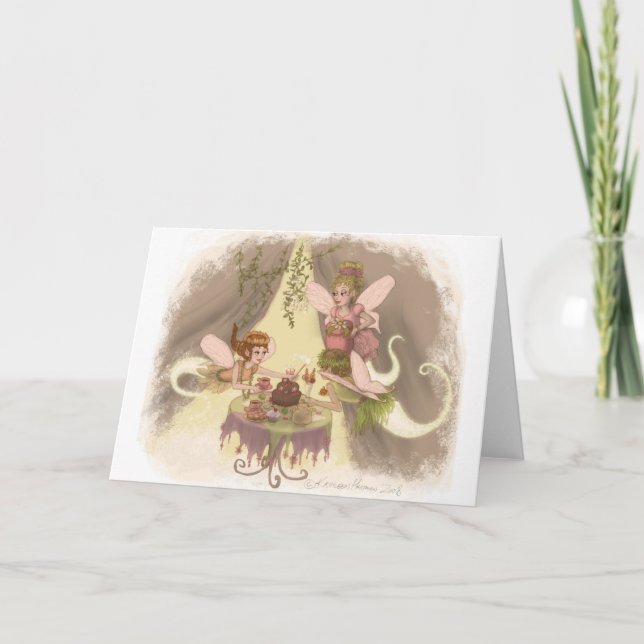 Cartão Festa de Chá das Fadas (Frente)
