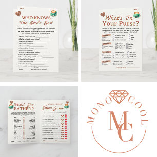 Cartão Festa de Chá de Panela Love Is Brewing 4 Jogos Div