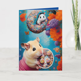 Cartão Festa de Chá do Hamster Sírio Mais Fofo com Donuts