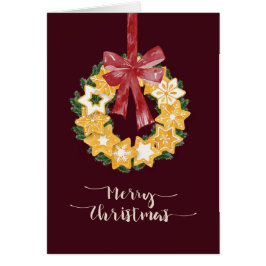 Cartão Festa de Cookie de Natal com fundo de Borgonha