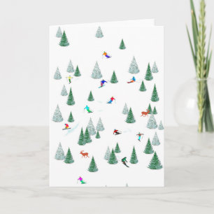 Cartão Festa de Esqui de Descida do Skiate