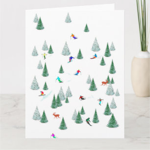 Cartão Festa de Esqui de Descida do Skiate