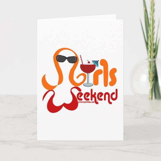 Cartão Festa de Fim de Semana de Meninas (Frente)