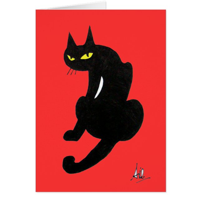 CARTÃO FESTA DE HALLOWEEN DO GATO PRETO (Frente)