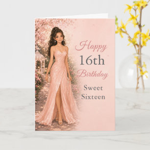 Cartão Festa de Jardim de Aniversário de 16 Anos Rosa Beg