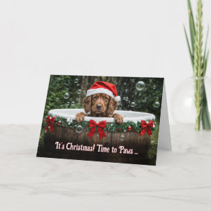Cartão Festa de Natal adorável com cachorrinho Setter Irl