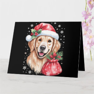 Cartão Festa de Natal com Luzes de Natal do Cão Retriever