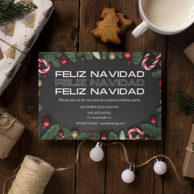 Cartão Festa de Natal da Companhia do Office Feliz Navida (Feliz Navidad Office Company Christmas Party Card)