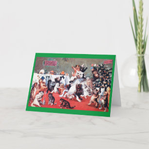 Cartão Festa de Natal de Cat com Kittens, Louis Wain