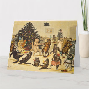 Cartão Festa de Natal de Cat - Louis Wain