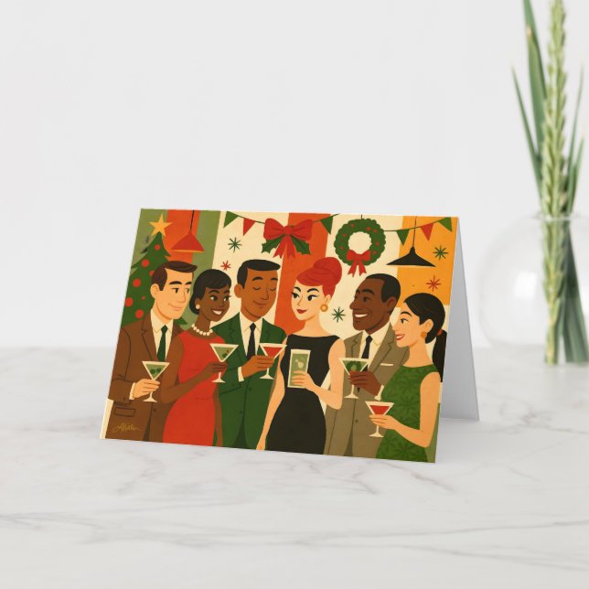 Cartão Festa de Natal de Escritório de Cocktail dos Anos  (Frente)