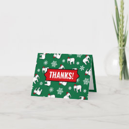Cartão Festa de Natal do Elefante Branco (Verde) Obrigado