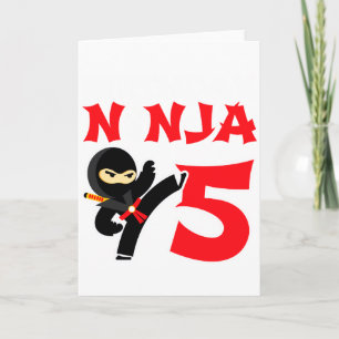 Cartão Festa de Ninja de Karatê de 5 Anos de Idade Camise