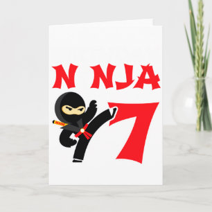 Cartão Festa de Ninja de Karatê de 7 Anos Crianças Camise