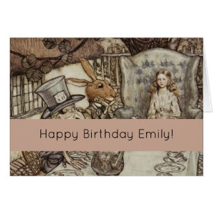 Cartão Festa de Ódio do Coelho de Alice Birthday