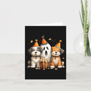 Cartão Festa de Pipoca dos Cães de Halloween